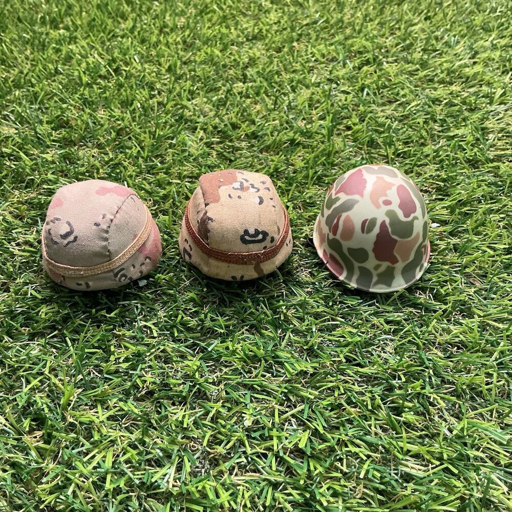 Vintage 1:6 Scale Military Helmet Lot of 3 GI Joe Style 12” Action Figure Camo